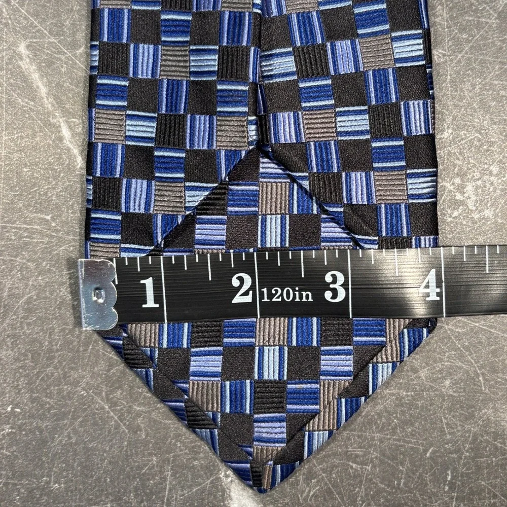 Mens Tie | Burma Bibas | 7 Fold | Circe '70s | Extra Long Blue Grey | Silk‎